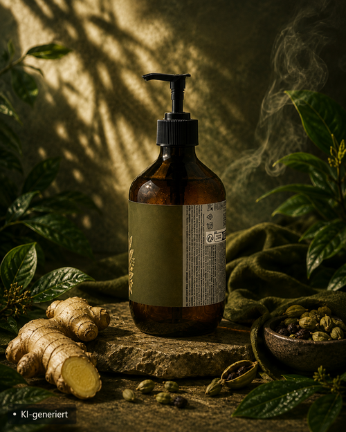 Aveyra Hair und Body Wash, Detailansicht (KI-generiertes Bild)