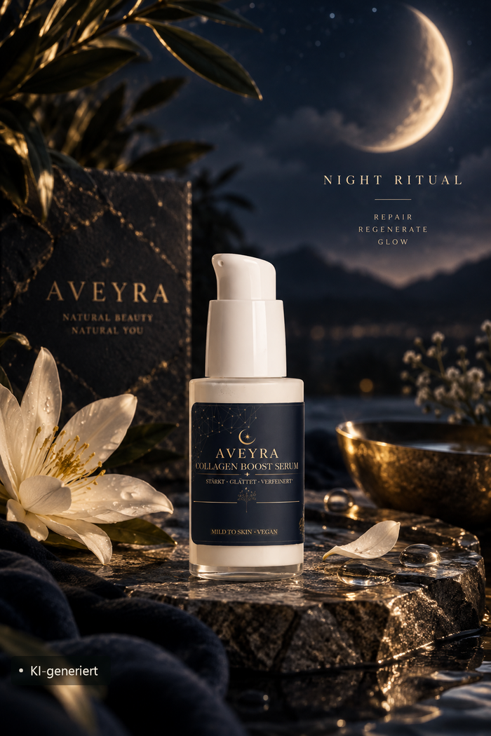 Aveyra Collagen Boost Serum in Szene (KI-generiertes Bild)