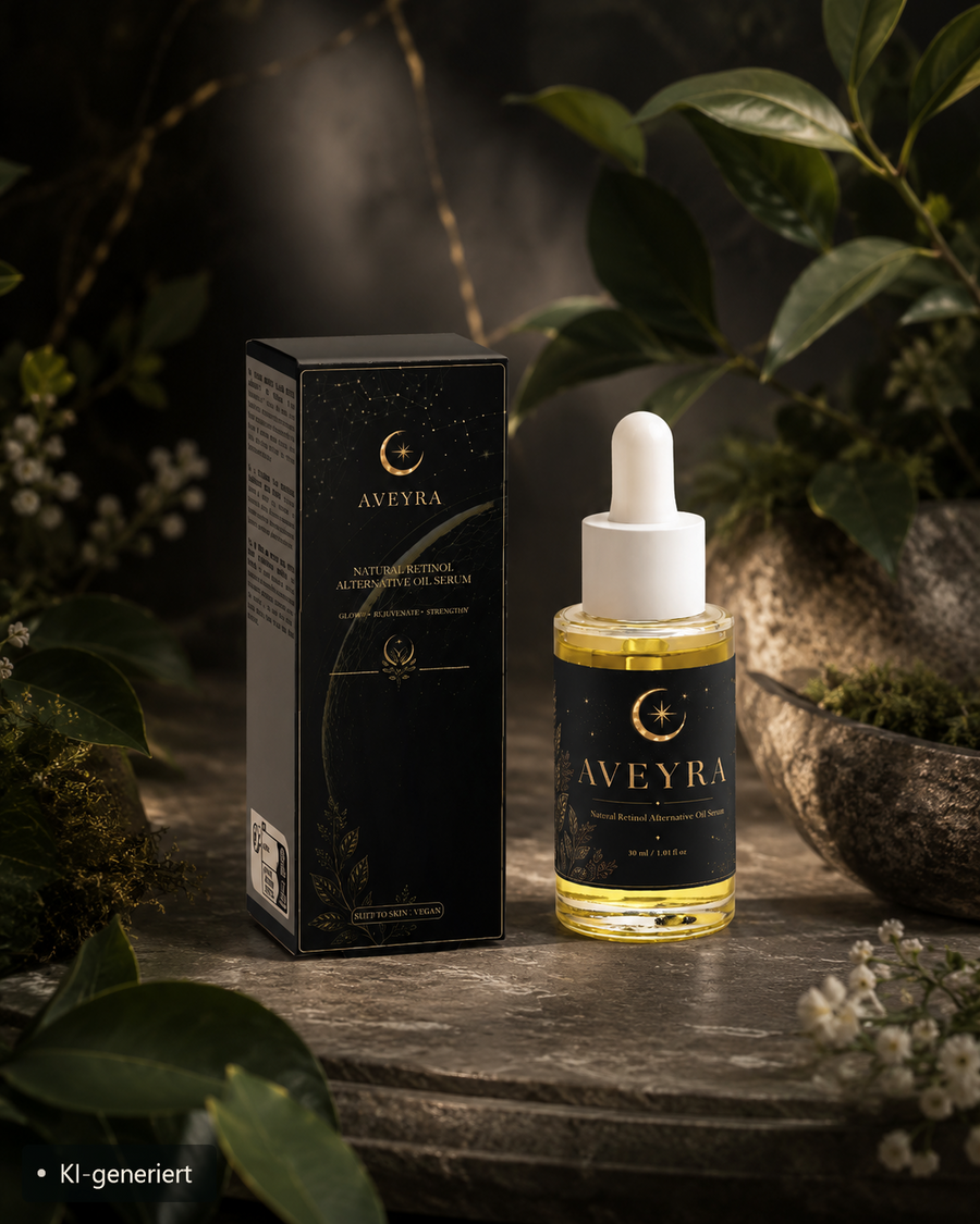 Aveyra Natural Retinol Alternative Oil Serum in Szene (KI-generiertes Bild)