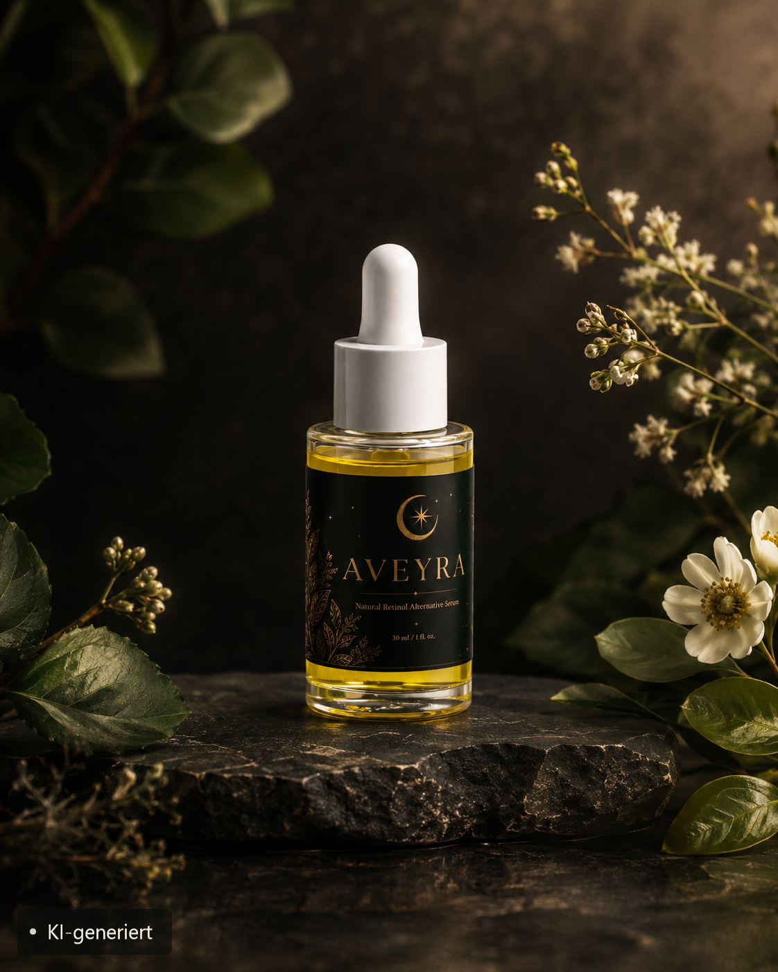 Aveyra Natural Retinol Alternative Oil Serum, Detailansicht (KI-generiertes Bild)