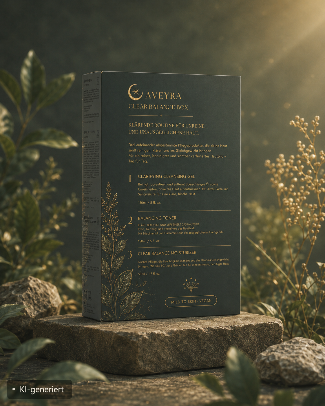 Aveyra Clear Balance Box, Produkte in Szene (KI-generiertes Bild)