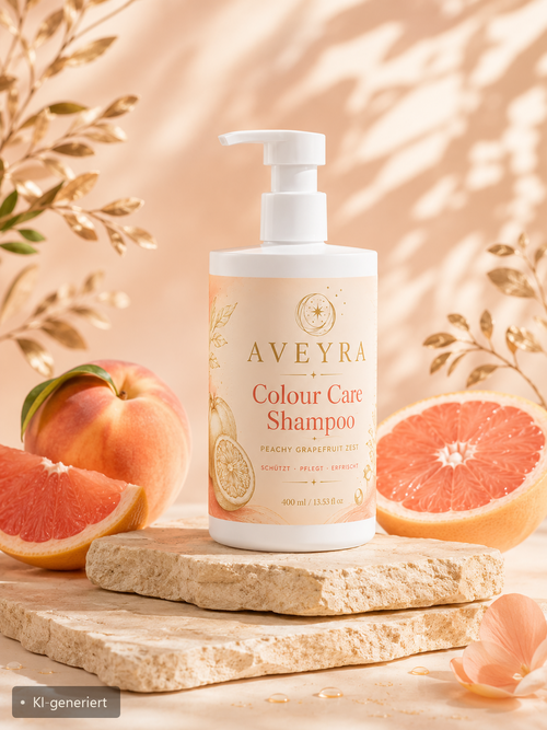 Aveyra Colour Care Shampoo in Szene (KI-generiertes Bild)