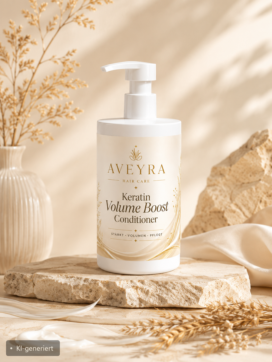 Aveyra Keratin Volume Boost Conditioner in Szene (KI-generiertes Bild)