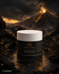 Aveyra Icelandic Volcano Face und Body Scrub in Szene (KI-generiertes Bild)