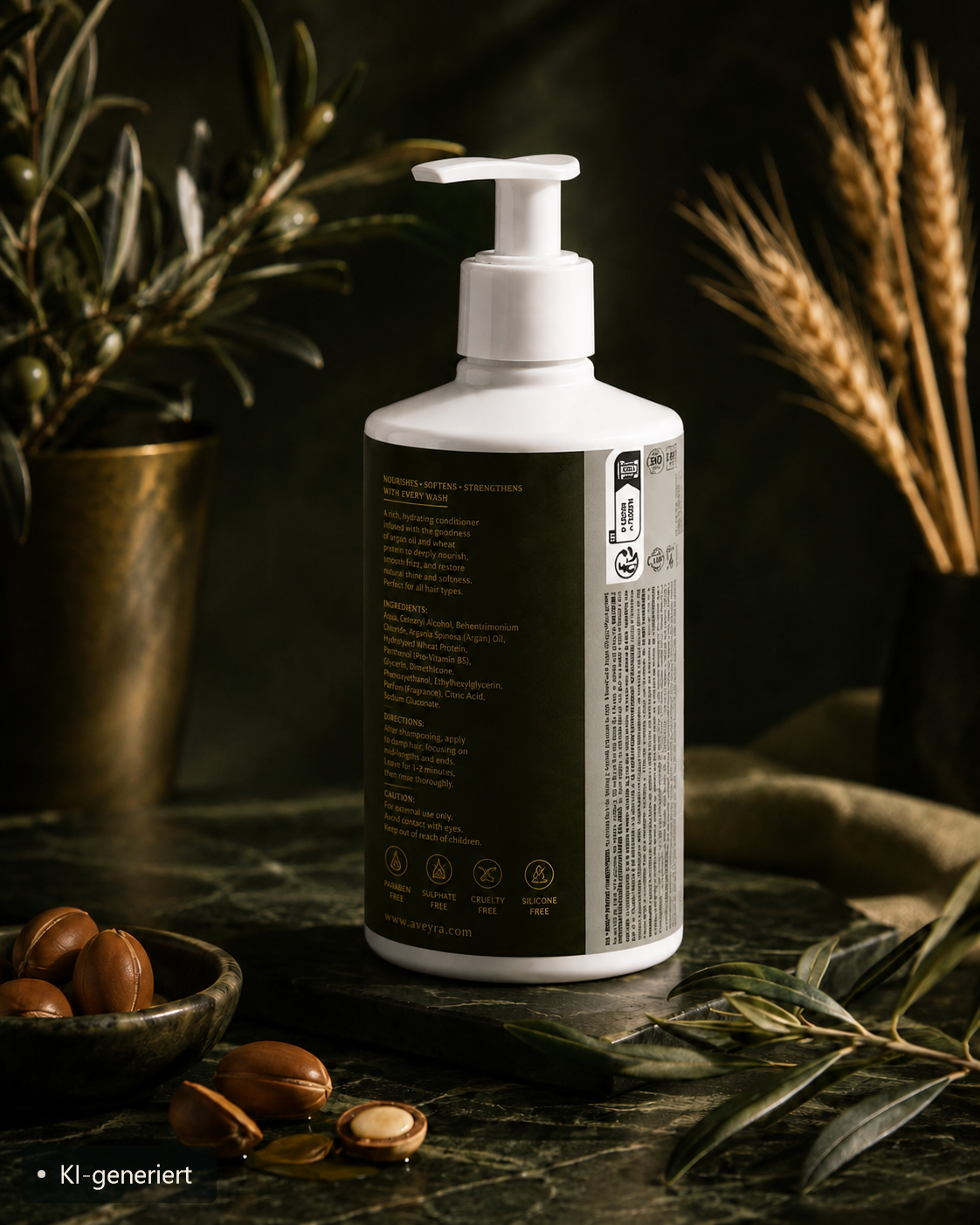 Aveyra Moisturising Conditioner in Szene (KI-generiertes Bild)