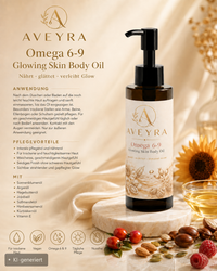 Aveyra Omega 6-9 Glowing Skin Body Oil, Produktansicht (KI-generiertes Bild)