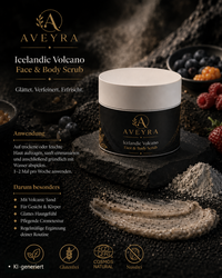 Aveyra Icelandic Volcano Face und Body Scrub, Produktansicht (KI-generiertes Bild)